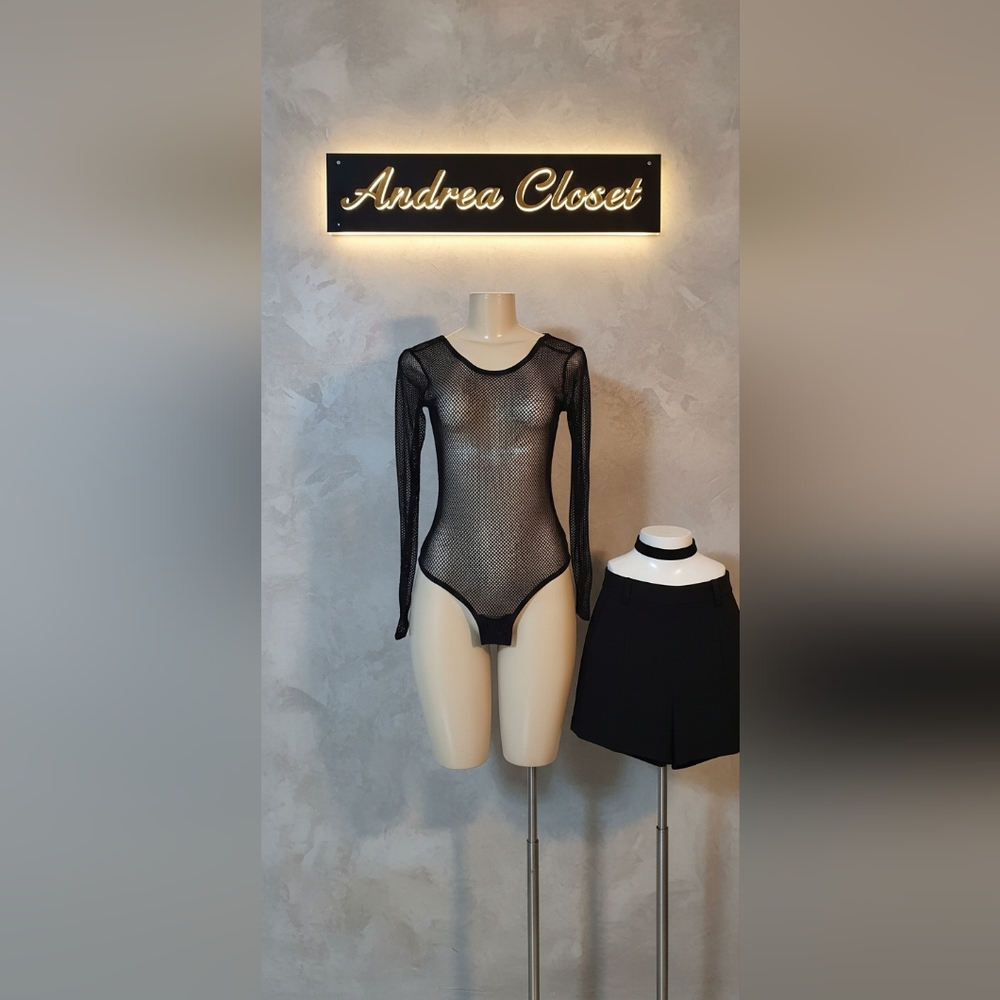 Elegant Black Mesh Bodysuit